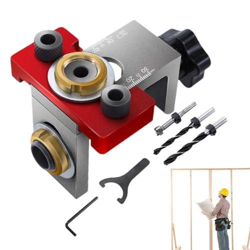 Doweling Jig für Holzbearbeitung, Dübel Jig -Kit - Einstellbarer Bohrlokator Puncher Set - Holzbearbeitungsgelenke Tool, Bohrhandbuch Elektrowerkzeugzubehör Jigs von Generisch