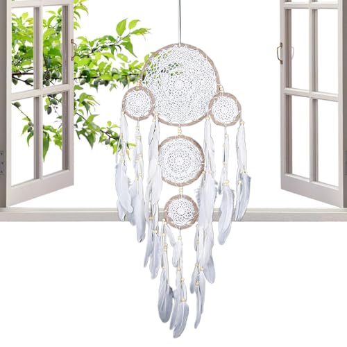 Dream Catcher Wall Hanging, Five Ring Dream Catcher, Boho Dream Catcher, Feather Dreamcatcher, Bedroom Wall Decor Boho Wall Hanging Dreamcatcher, Feather Dream Catcher for Kids von Generisch