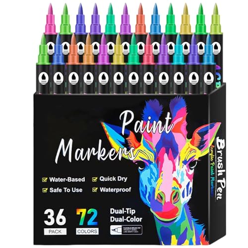 Duall Tip Acrylfarben Stifte Marker, Doppelspitze Premium Acrylmarker Acrylmarker | Professionelle Kunstmarker Farbstifte zum Zeichnen, Lettering von Generisch