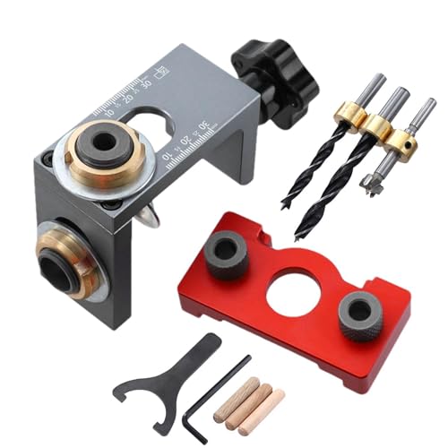 Dübel Jig -Kit, Dübel -Jig -Bohrkit | Einstellbarer Bohrlokator Puncher Set | Holzbearbeitungsgelenke Tool, Bohrhandbuch Elektrowerkzeugzubehör Jigs von Generisch