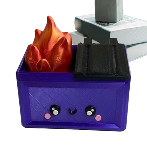 Dumpster Fire Desk Dekoration, Positives Müllcontainer, Feuerspielzeug, -gedruckte emotionale Unterstützung, Dumpster-Figur, Dekoration, Tisch-Schreibtisch-Organizer-Figur für Büroklammern, Stifte, von Generisch