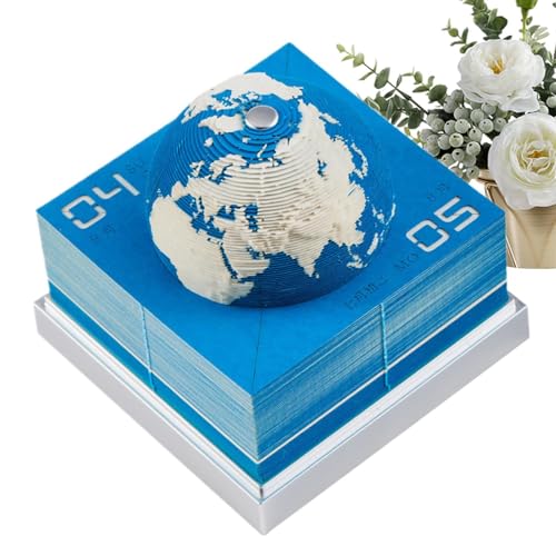 Earth Kalender 2025: 8,7 x 8,7 x 8,9 cm, Notizblock, Zeitschreibtischkalender, 2025 Earth Time Piece R, Sticky Art Notes Schreibtischkalender, 2025 Kalender, Papierschnitzerei, Kunst, von Generisch