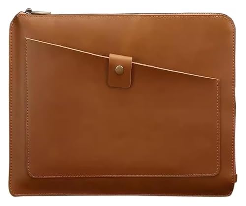 Echtleder-Umschlag, Geldbeutel, Dokumentenhalter, Aktenordner, Reißverschluss, Clutch, Tasche für Damen und Herren (Braun) von Generisch