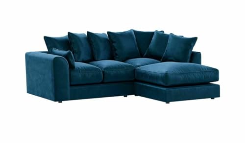 Ecksofa-Set aus Plüschstoff, Königsblau, 3-Sitzer, 2-Sitzer und Drehstuhl, Rechtshänder, Konfiguration von Generisch