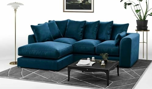 Ecksofa-Set aus Plüschstoff, mit linker und rechter Hand, 3 + 2 Sitzer und Drehstuhl, modernes Design für Wohnzimmer-Dekor, Königsblau von Generisch