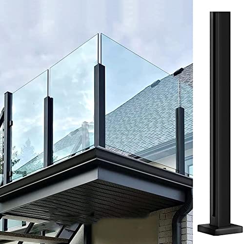 Edelstahl-Glasgeländerpfosten-Set für 10/12 mm Glasbodenmontage, schwarze Säule mit Klemme, Balustersystem-Endpfosten für den Innen- und Außenbereich von Generisch