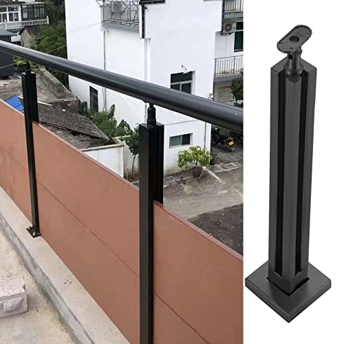 Edelstahl Quadratisch Deck Glas Geländer Pfosten für Gartenzaun Balustrade Schwarze Klemme für Stufen Flur Lofts Terrassen Plattform Holz/Beton Bodenplatten von Generisch