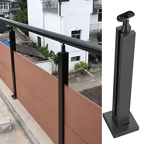 Edelstahl Schwarz Glas Geländerpfosten für Gartenzaun Balustrade Quadratisch Deck Pfosten für Stufen Flur Lofts Terrassen Klemme für Holz/Beton Bodenplattform von Generisch