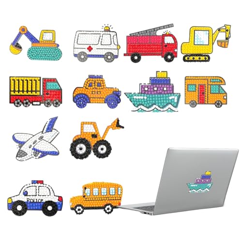 Edelstein-Malaufkleber-Sets, Edelstein-Malaufkleber für Kinder - 12X Bling Wasserflaschen-Strassaufkleber,Cartoon-Glitzer-Aufkleber für Handyhülle, Wasserflasche, Laptop von Generisch