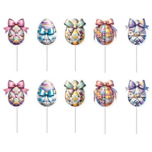 Eier Cupcake Toper, Eier Cupcake Picks, Buntes niedliche Eierscheißer 10-Stil-Picks, Kuchendekorationen, Easter Party Geburtstag Cupcake Toper für Babyparty von Generisch