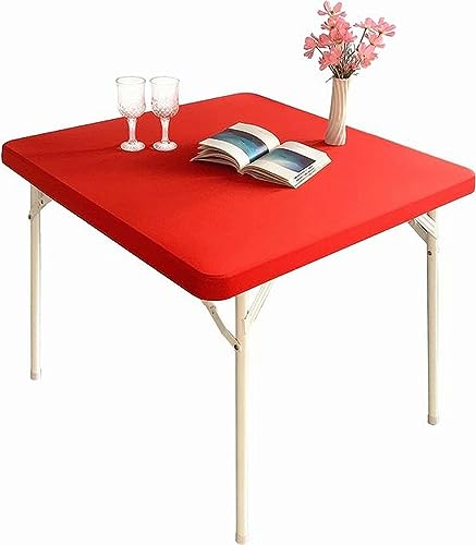 Einfarbige quadratische Esstischdecke mit elastischem Rand, Heimdekoration, rot, 120 x 120 cm, moderne Tischdecke für Zuhause, Esszimmerdekoration von Generisch