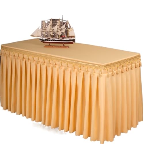 Einfarbiger Tischrock für rechteckige Tische, ideal für Babypartys, Partys, Hochzeiten, Bankette, dekorative Tischdecke für Geschirr, 120 x 40 x 75 cm, Beige von Generisch