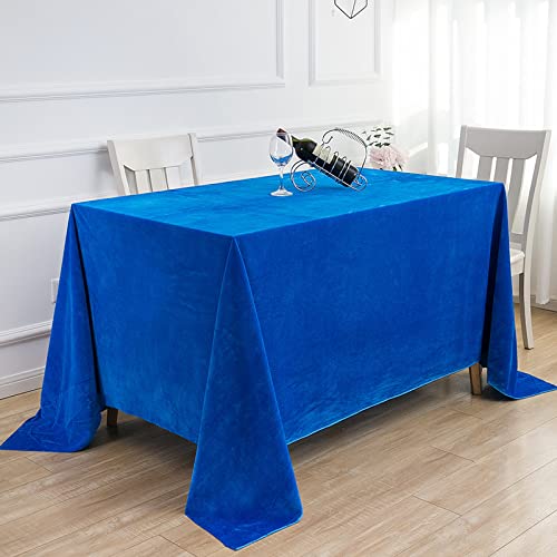 Elegante Samt-Tischdecke, rechteckig, für Küche, 100 % Polyester, knitterfrei, waschbar und wiederverwendbar, Blau, 200 x 320 cm von Generisch