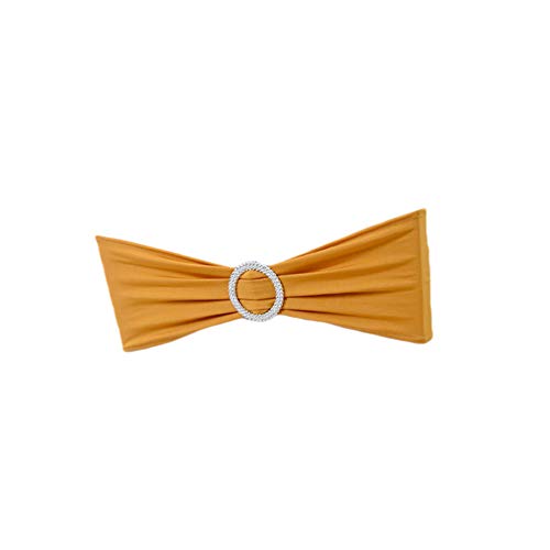 Elegante goldene Stuhlschärpen aus Polyester, dehnbar, mit Schnalle, Schleifen, ideal für Hochzeits-Party-Dekorationen, 50 Stück von Generisch