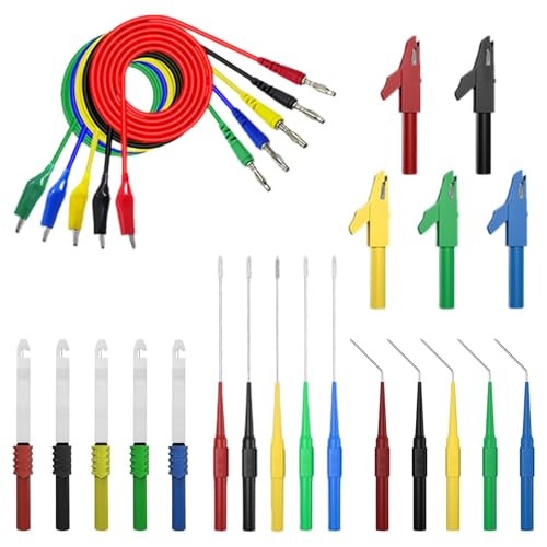 Elektrische Multimeter -Testleitung, Multimeter -Leads -Kit | Multimeter -Leads Alligator Clip Banana Plug,25 -fache austauschbare Testklemmen, Drahtpiercing -Sonden für Multimeter, Voltmeter, Klemmen von Generisch