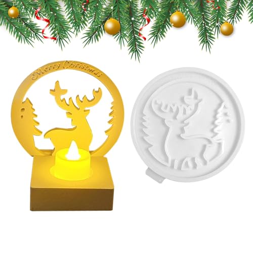 Elk Silicone Mold For Christmas, Silicone Casting Moulds, Circular Pendant Craft Making Tools, Christmas Candle Making Mold, Circular Pendant Craft Making Tools For Christmas Candle, Plaster, Crafts von Generisch