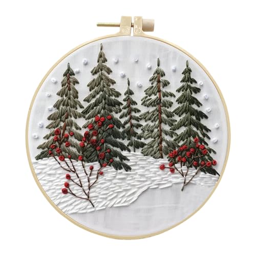 Embroidery Kit For Beginners, Christmas Embroidery Kits, Weihnachts-Stickset, Langlebige Sticksets Aus Baumwollleinen, Handgestempelte Sticksets Für Anfänger, Geeignet Für Zuhause, Büro, Schlafzimmer von Generisch