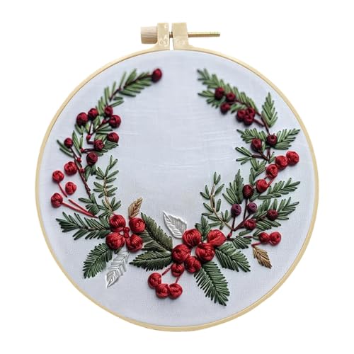 Embroidery Kit For Beginners, Christmas Embroidery Kits, Weihnachts-Stickset, Langlebige Sticksets Aus Baumwollleinen, Handgestempelte Sticksets Für Anfänger, Geeignet Für Zuhause, Büro, Schlafzimmer von Generisch