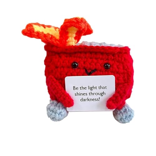 Emotional Crochet Dumpster Fire Häkeln Puppe Emotional Crochet Dumpster Fire Adorable Crochet Dumpster Fire Handgemachte Feuer Puppe Schreibtisch Zubehör mit positiver Karte (Rot) von Generisch