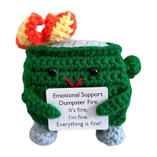 Emotional Support Dumpster Fire | Gehäkelter Müllcontainer Feuer Plüsch | Emotionale Unterstützung gestrickte Puppen für Schreibtisch Zubehör | Handgefertigtes entzückendes Häkeln Spielzeug von Generisch