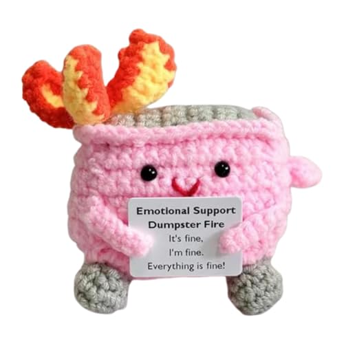 Emotional Support Dumpster Fire | Gehäkelter Müllcontainer Feuer Plüsch | Emotionale Unterstützung gestrickte Puppen für Schreibtisch Zubehör | Handgefertigtes entzückendes Häkeln Spielzeug von Generisch