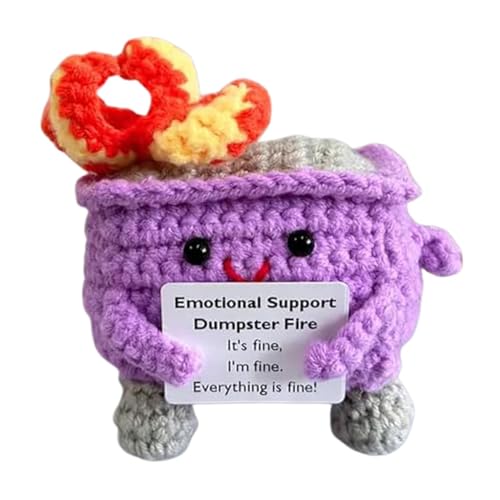 Emotional Support Dumpster Fire | Gehäkelter Müllcontainer Feuer Plüsch | Emotionale Unterstützung gestrickte Puppen für Schreibtisch Zubehör | Handgefertigtes entzückendes Häkeln Spielzeug von Generisch