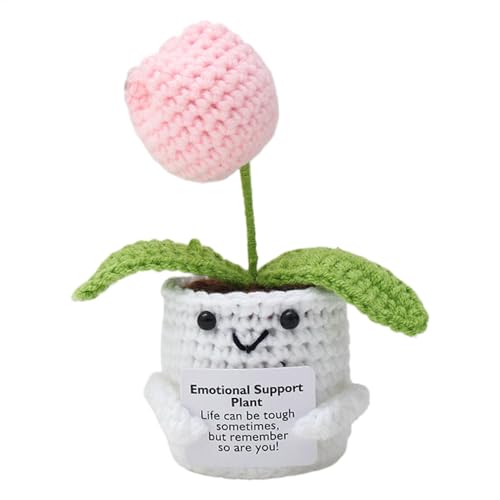 Emotional Support Plant Pot, tragbare Positive gestrickte Puppe | Handgefertigte Positive emotionale Unterstützung Häkelblume, Zuhause von Generisch