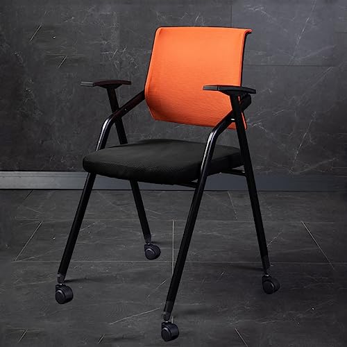 Ergonomische Konferenzstühle mit Rollen, Netzstoff, stapelbar, Sessel für Zuhause, Schule, Trainingsraum und Wartezimmer (Orange) von Generisch