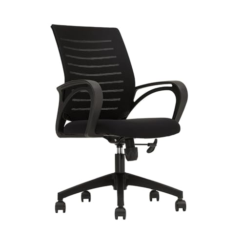 Ergonomischer Bürostuhl aus Netzstoff mit verstellbarer Höhe, atmungsaktiv, mittlere Rückenlehne, Schreibtischstuhl für Zuhause, Büro, Chefsessel in Schwarz von Generisch