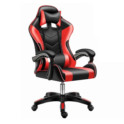 Ergonomischer Bürostuhl für Gaming, Computer, Schreibtisch mit Bluetooth-Lautsprechern, verstellbare Lendenwirbelstütze und Liegefunktion, bequemer Netzstoff, Heim-PC-Stuhl für kleine Räume (rot) von Generisch