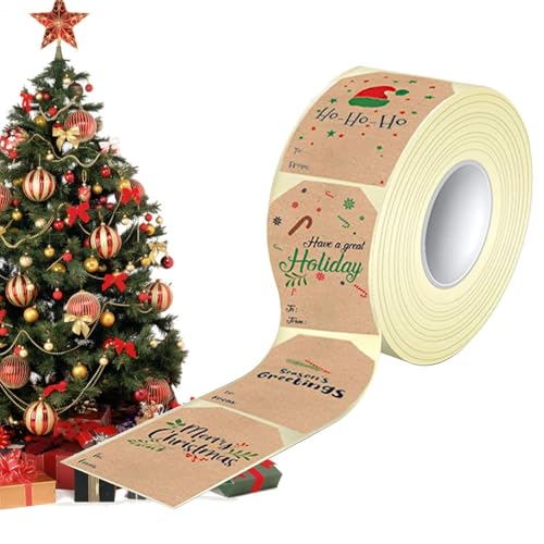 Etiketten-Aufkleber - Kraftpapier-Geschenketiketten Weihnachten - 200 Stück braune Selbstklebende Weihnachtsetiketten für handgeschriebene Namen, Partyaufkleber, Weihnachtsdekorati von Generisch