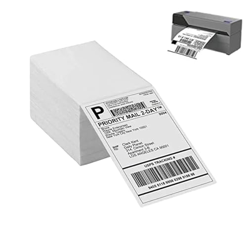 Etiketten für direkten thermischen Versand - Barcode-Etiketten für thermischen Versand, Papier für direkte Thermoetiketten | Papier für perforiertes Drucker, faltbar, 500 Etiketten pro Pil von Generisch