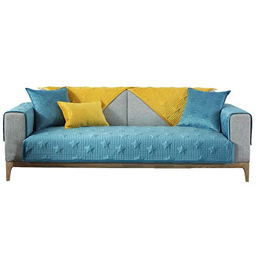 Europäischer Sofa-Armlehnenbezug, rutschfest, für Wohnzimmer, Sofa, Stuhl, fünfzackiger Stern, Plüschstoff, Sofabezug in Blau von Generisch