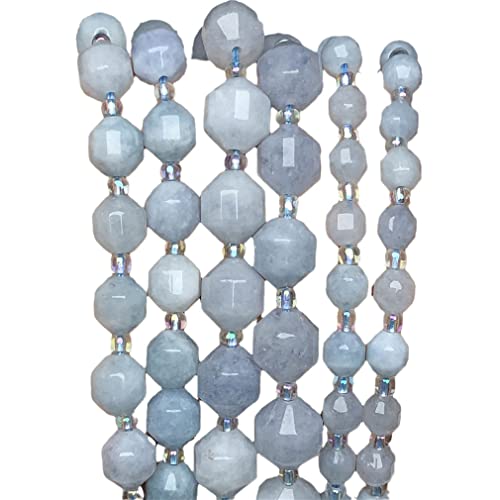 Facettierte Aquamarin-Perlen aus Naturstein, rund, lose Abstandshalter, Perlen für Schmuckherstellung, Armband, Halskette, 38,1 cm, 10 mm, 30–32 Stück Facettierte Aquamarin-Perlen aus Naturstein, rund, lose Abstandshalter, Perlen für Schmuckherstellung, Armband, Halskette, 38,1 cm, 10 mm, 30–32 Stück von Generisch