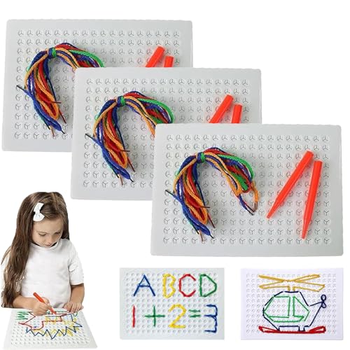 Faden Brett für Kinder, String Weben Zeichnung Board, Threading Sensory Board für Kinder, DIY Kinder String Weben Zeichnung Board, bunte Threading Spielzeug (3pcs) von Generisch