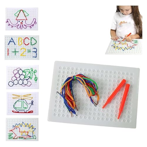 Fadenbrett für Kinder, sensorisches Fadenbrett, Fädelbrett für Kinder, Stichbrett für Kinder, DIY Kinderschnur, Weben, Zeichenbrett, String-Kunst-Set mit farbigen Seilen von Generisch