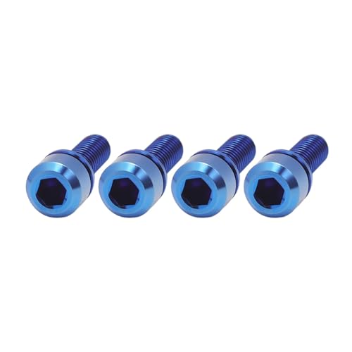 Fahrrad Lenker Vorbau Schraube Titan Bolzen Mit Unterlegscheibe M5 * 16/18/20mm Fahrrad Vorbau Schrauben Sattelstütze Klemme Befestigungs Teile(4pcs Blue,M5x16mm) von Generisch