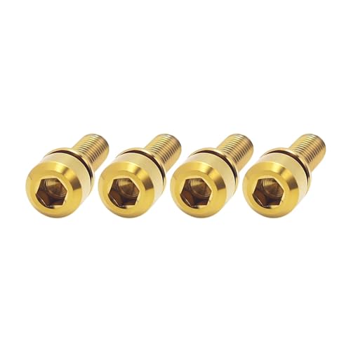 Fahrrad Lenker Vorbau Schraube Titan Bolzen Mit Unterlegscheibe M5 * 16/18/20mm Fahrrad Vorbau Schrauben Sattelstütze Klemme Befestigungs Teile(4pcs Gold,M5x16mm) von Generisch