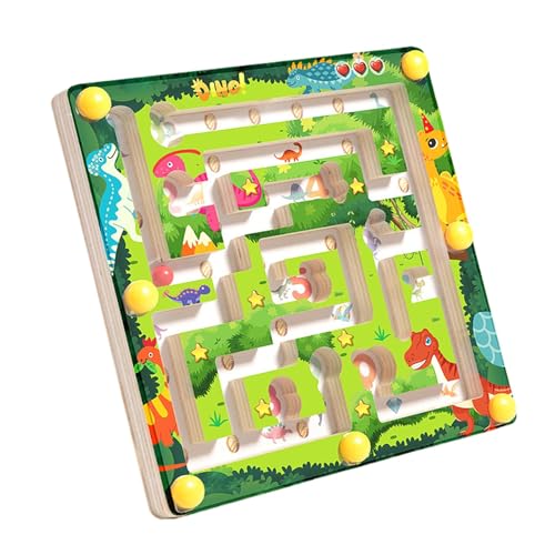 Farbspielzeug Labyrinth Aus Holz - Farbiger Dinosaurier Spielzeug Labyrinth | Perlenlabyrinth Mit Ausgleich Von Zahlen, Holzperlen-Labyrinth Mit Dinosaurier-Muster Für Kinder, Spiele von Generisch