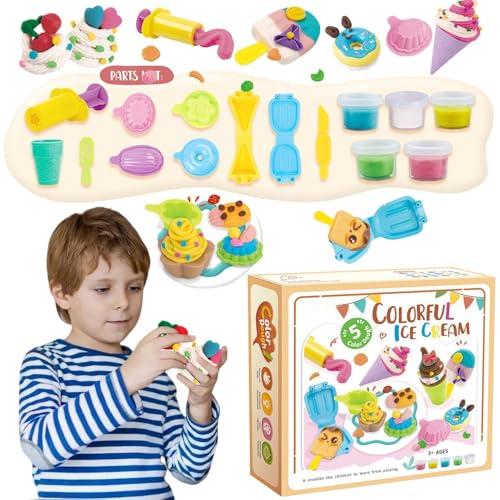 Farbteig-Spielzeug für Kinder, Farbteig-Set, Play Food Spielknete-Sets für Kinder, Ton- und Modellierwerkzeug-Set, Art Clay & Dough, Spielknete-Set für Kinder, Mädchen und von Generisch