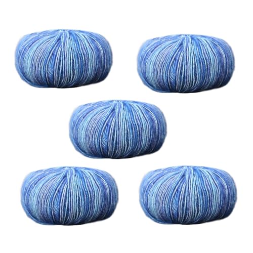 Farbverlaufsgarn, mitteldickes Regenbogen-Baumwollgarn, weiches Strick- und Häkelbedarf, 5-Farben-Set, ideal für Schals und Schals, 10 x 10 x 7 cm, 50 g/Knäuel von Generisch