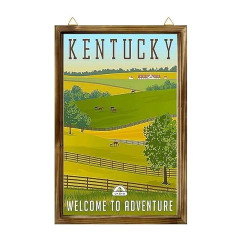 Generisch Farmhouse Gerahmtes Holzschild Kentucky Welcome to Adventure Retro United States Travel Art Deco Druck Wandbehang Holz-Bilderrahmen Moderne Heimdekoration 20 x 25 cm von Generisch