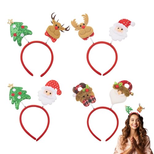 Feiertags-Stirnbänder für Frauen, Weihnachts-Stirnband für Frauen | 4X süße Weihnachts-Haarband-Boppers-Partyhüte | Niedliche Weihnachts-Haarband-Boppers, Party-Hüte, Weihnachts-Party-Zubehör für Weih von Generisch