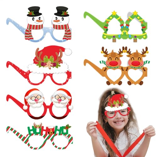 Feiertagsbrille – Weihnachtsbrillenrahmen | Set mit 6 Partygläsern, Weihnachts-Fotoautomaten-Requisiten für Kostümpartys von Generisch