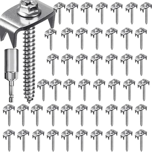 Fence Staple Set With Wire Fixer | 50 Premium Nails & 50 Fasteners With Hexagonal Adapter | Heavy-Duty Fencing Staple & Post Screws For Secure Installation In Softwood & Woven Fencing von Generisch