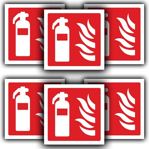 Feuerlöscher-Vinyl-Aufkleber, Brandschutz-Etiketten, 100 mm x 100 mm, 6 Stück von Generisch