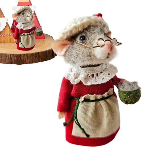 Filz Ornament Mäuse, süße Mäuse aus Wollfilz,Weihnachten süße Filzmäuse, Weihnachtsmäuse aus Wollfilz, handgemachte Nadelfilz Mäuse Dekorationen für Festivals von Generisch