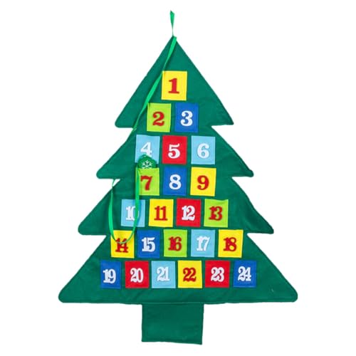 Filz Weihnachts Adventskalender - 24 Tage Weihnachtsbaum Filz Adventskalender - Filz Adventskalender Wandkalender mit 24 Taschen für Weihnachtsbaum Wanddekoration von Generisch