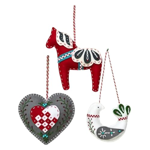 Filznadel Ornament, Weihnachten Stickerei Kit, Kreative Skandinavische Filz Ornamente Set, Kunst Handwerk Filz Nähen Set, Filz Bastelset Stickerei für Heimdekoration von Generisch