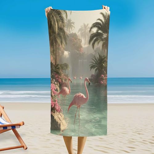 Flamingo Strandtuch - 180 x 80 cm, See Tropische Tiere Palmen Magnetisches Badetuch für Strand Außenbereich, Schwimmen, Sandfrei & Schnelltrocknend Strandhandtuch Handtuch mit Magnetverschluss Flamingo Strandtuch - 180 x 80 cm, See Tropische Tiere Palmen Magnetisches Badetuch für Strand Außenbereich, Schwimmen, Sandfrei & Schnelltrocknend Strandhandtuch Handtuch mit Magnetverschluss von Generisch